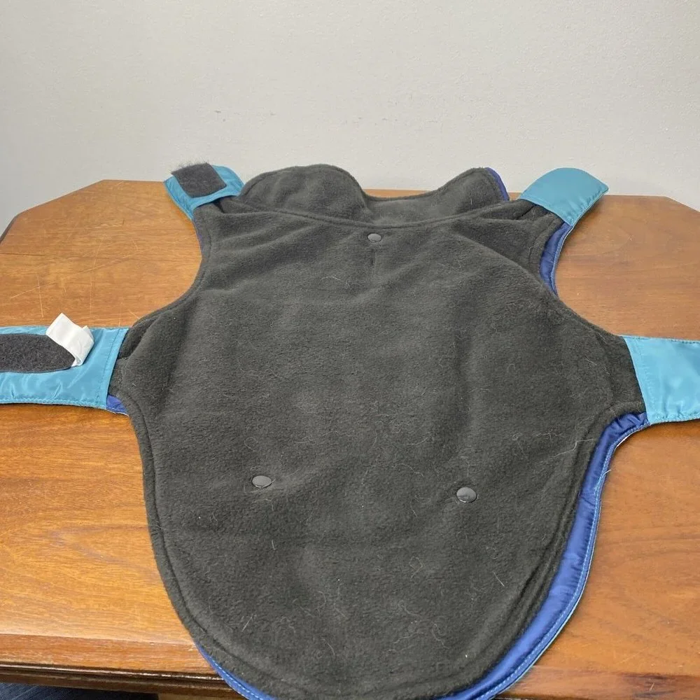 Play On Dog Coat Nylon Puffer Coat  Sz L Small Dog Removable Fleece Liner Blue